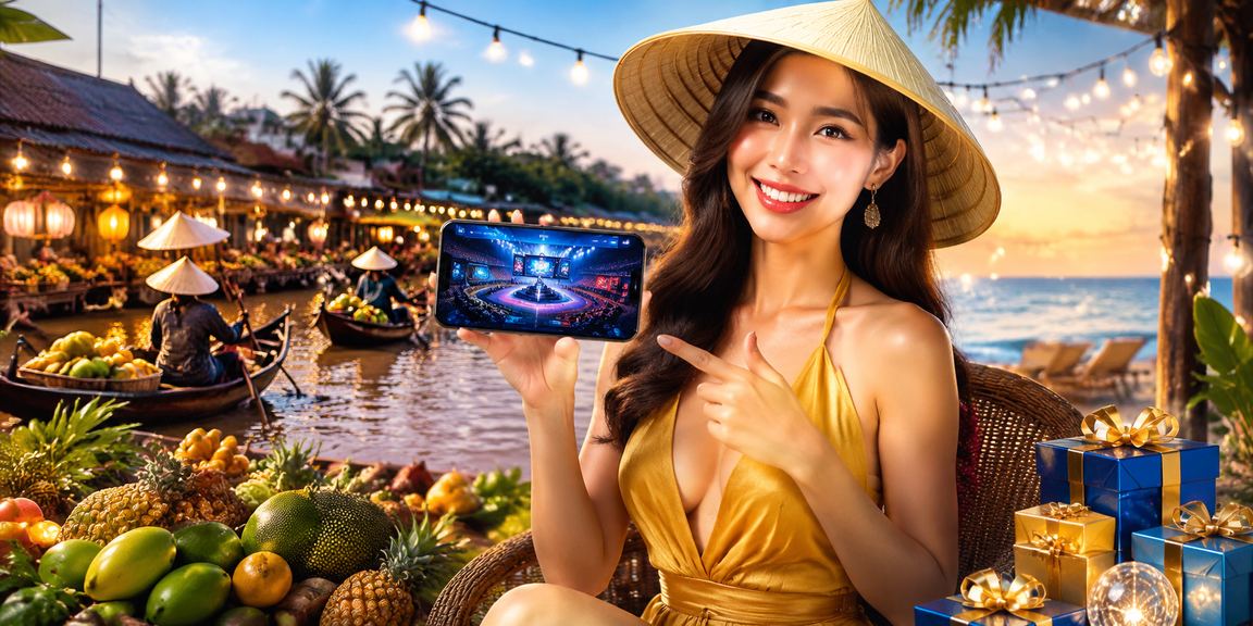 Nhóm bạn trẻ miền Tây xem esports và theo dõi kèo thể thao trên điện thoại bên bãi biển sông Mekong
